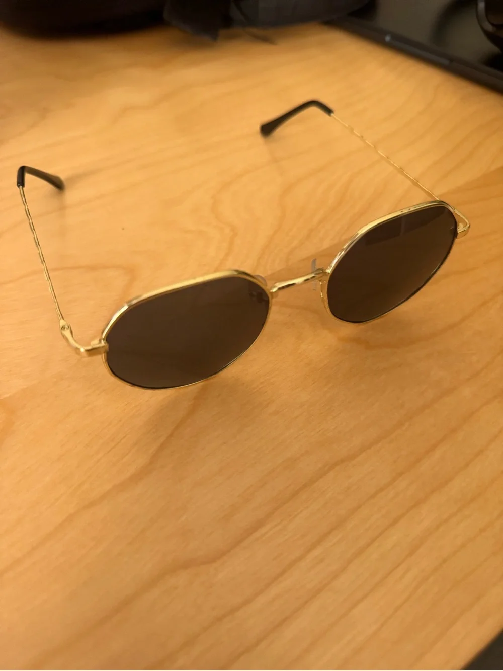 Gold Frame Dark Lens Round Sunglasses